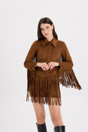 Püsküllü Süet Etek