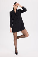 Siyah Kruvaze Blazer Elbise