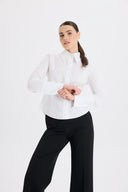 Belden Oturan Klasik Kesim Beyaz Poplin Gömlek