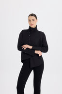 Asimetrik Dik Yaka Siyah Gömlek