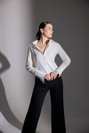 Belden Oturan Klasik Kesim Beyaz Poplin Gömlek